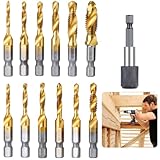 Bohrer, Senken, Gewindeschneiden, Bohren für Stahl Titan, Adapterschaft, Sechskant-Wechsel, Schnellwechsel, 1/4 Zoll, Kombi-Bit-Bohrer und Gewindebohrer, metrisch/Sae-Set, 13 Stück