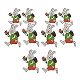 10 Stück Hase Oster-Holzanhänger Cartoon Osterei Holz hängende Ornament handgefertigte Zubehör Dekorationen Party Ostern Basteln