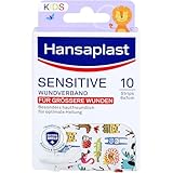 Hansaplast Sensitive Kids Wundverband (6 x 7 cm), besonders hautfreundliche Wundpflaster für mittlere bis größere oberflächliche Wunden, schmerzlos zu entfernendes Kinderpflaster