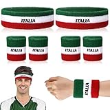 Jadive 2 Sets Italien Schweißband Set Italien Stirnband und Armbänder Beinhaltet 2 Stirnschweißbänder und 2 Paar Sport Armbänder Kostümabsorbierendes Stirnband für Männer und Frauen