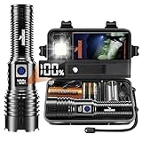 Shadowhawk Taschenlampe LED Aufladbar Extrem Hell, 500000 Lumen Taschenlampen Batteriebetrieben USB, XHM77.2 Taktische Taschenlampe Starke, Wasserdicht Flashlight Torch für Outdoor Notfälle Camping