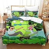 MJCZEGDCR Bettwäsche,2 Teiliges 3D Bobs Burgers,Bedruckte Bettwäsche Tröster Set Bettbezug Für Familien Aus Microfase Mit Kissenbezug Single（140x200cm）