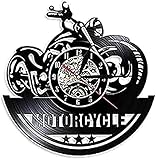 Wanduhr Motorrad Wanduhr Wanddekoration für Garage Motorrad Shop schwarz hängende Vinyluhr Wanduhren (30 cm) modische Wanduhren