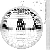 Spiegel-Discokugel 25cm,Discokugeln Zum Aufhängen,Spiegelkugel 25cm mit Selbstklebende Mini Spiegel und Haken Selbstklebend,Spiegelkugeln Disco Kugel,Ideal für Partys Oder DJ-Lichteffekt