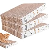 3 Stück Kratzbrett Katzen, Wellpappe Kratzbretter Katze, 21 * 21cm Quadrat Kratzpappe für Katzen, 3.3cm Dickes Kratzmatte Katze, Beidseitig Erhältlich Katzenkratzbretter, Kratzteppich Katze(Braun)