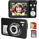 SINEXE Digitalkamera, Kompakte Vlogging-Kamera mit SD-Karte 48MP 2.7K/20FPS 2.7-Zoll-LCD-Bildschirm Anti-Shake Photoflash Selfile für Kinder Teenager Anfänger Geschenk (Schwarz)