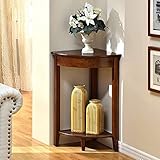 Eckregal aus Holz – 2-stöckiger freistehender Pflanzenständer oder Lampenhalter mit extra Stauraum für Flur – stilvolle Heimdekoration