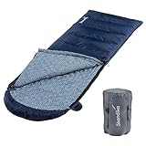 Skandika Deckenschlafsack Dundee Flanell | Baumwolle, Luxus-Qualität, koppelbar, Doppelschlafsack, 3 Jahreszeiten, bis -20°C, 220 x 80 cm/ 220 x 160 cm | Outdoor Camping Schlafsack (Indigo RV rechts)