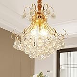 Goldkristall-Kronleuchter, 4-Licht-Pendelleuchte, kompatibel mit Mädchenzimmer, Schlafzimmer, Kinderzimmer, Schrank, Leuchten, Deckenleuchter, kompatibel mit Wohnzimmer, Esszimmer, Insellampe,