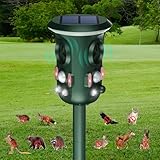 Katzenschreck Ultraschall Solar Tiervertreiber, 360° Marderschreck mit LED-Licht Katzenabwehr Marderabwehr Garten IP66 Wasserdicht 4 Modus Waschbär Abwehr für Katzen Hunde Marder Mäuse Vögel