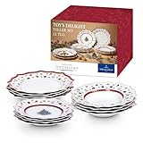Villeroy & Boch – Toy's Delight Tafelservice Weihnachten 12 Teilig, Weihnachtsteller Set Toys, Weihnachtsgeschirr, Weihnachtsservice 4 Personen, Speiseteller, Suppenteller, Frühstücksteller, Porzellan