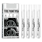PAYFULLY 4 Stück Reifenstift Weis Wasserfest, Auto Reifen Stift Weiß, Reifenmarker Weiß, Permanent Marker für Auto Motorrad Reifen