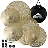 EASTROCK Golden Low Volume Becken-Set, 5 Stück ( ) mit Beckentasche und Filzen