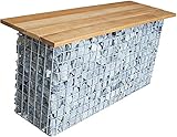 Gabiona - Gabionenbank mit Sitzfläche aus Holz (Cumura) - Gartenbank BxHxT: 105 x 50 x 30 cm - Maschenweite 5 x 5 cm