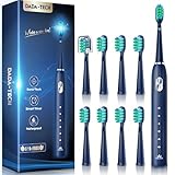 Elektrische Zahnbürste, Schallzahnbürste für Erwachsene und Kinder Electric Toothbrush mit 5 Putzmodi Integrierter Timer und 9 Zahnbürstenköpfen Ultraschall Zahnbürsten (Blau)