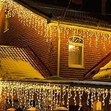 LEDYA 500 LEDs Eisregen Lichterkette Außen, 18M Weihnachtsbeleuchtung Warmweiß, Wasserdicht Lichtervorhang Aussen mit 8 Modi und Timer für Fenster, Traufe, Vorbau, Geländer