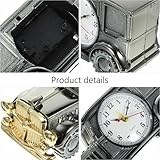NOLITOY 2 Stück Pack Retro Wecker Motorrad Auto Design Vintage Tischuhr Schwarz Dekorativer Nachttischwecker für Zuhause Büro