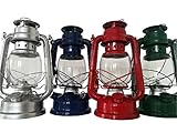 Petroleum Sturmlampe 4 verschiedene Farben 24 cm inkl. 1x Docht Sturmlaterne Laterne Lampe Camping (Rot)