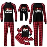 TDEOK Weihnachts Pyjama Familie Set Langarm Check Schwarz Rot Plaid Weihnachten Bedruckte Nachtwäsche Pyjama Party Weihnachten Weihnachten Plaid PJS Nachtwäsche für Baby Kind Dad Mama 36