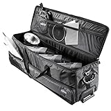 Walimex 15122 Studio-Trolley XL (inkl. ausziehbarem Trolleygriff, gepolsterten Schultergurt, variabler Inneneinteilung), Schwarz