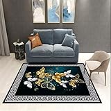 Kunsen 130X190CM Teppich Babyzimmer Mädchen Gelber Schmetterlingsmuster-Innendekorations-Teppich. Teppich Kinderzimmer Jungen Blau Carpet Living Room Teppich Vorzimmer