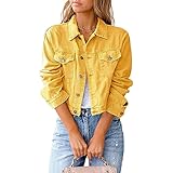 NLAVW Damen-Jeansjacke, Übergangsjacke, Kurzjacke, Outdoor-Casual in klassischer Form,Gelb,M
