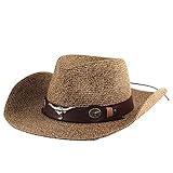 FakeFace Herren Damen Cowboyhut Westernhut Panamahüte Sonnenhut Strohhut Piraten-Hut Modehut Sonnenschutz Cowgirl Cowboy Hut Hüte für Erwachsene