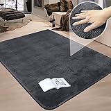 Granbest Luxus Verdicken Teppich Ähnlich Kaninchenfell Stilvolle Plüsch 1100GSM Teppich Anti-Rutsch Bereich Teppiche für Nachttisch Wohnzimmer Küche Home Decor (120 x 160cm, Grau)