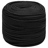 vidaXL Bootsseil Ankerleine Festmacher Tauwerk PP Leine Seil Tau Polypropylenseil Geflochten Flechtleine Schwarz 8mm 100m Polypropylen