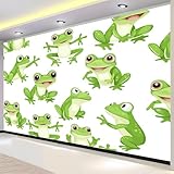 Vlies Fototapete Frosch 3D Effekt 450x315 Cartoon-Kinder Foto Tapete Schlafzimmer Wohnzimmer Moderne XXL Wandtapete Groß Vliestapete Fototapeten Poster Wand Dekoration a.2935
