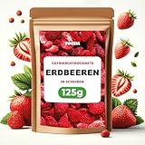 Erdbeeren gefriergetrocknet 125g Scheiben, Natürliche Getrocknete Erdbeeren Ohne Zusätze 100% Pur - Gefriergetrocknete Früchte Snack - Gefriergetrocknete Erdbeeren Trockenfrüchte von Foozia