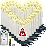Soontrans 30er Christbaumkerzen LED Kabellos mit Batterien Set, Funkelnde Weihnachten, Weihnachtsbaumkerzen Kabellos mit Fernbedienung, Christbaumkerzen Warmweiß Licht & Dimmbar & Timer & Leuchtmodi