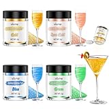 Wwtop Essbarer Glitzer für Getränke, 4 Farben Glitzerpulver Set, Gold Roségold Blau Grün Lebensmittel Glitzer für Getränke, Geschmacklos Essbarer Goldpulver für Cocktails, Likör, Kuchen, Fondant(3g)