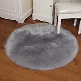 Spritumn Teppich, rund, Weich künstlichen Schaffell Teppich Stuhlhusse Wolle warm Hairy Teppich Sitz flauschig Teppich Super Weichen Sitzkissen für Zuhause, Hotel, Schlafzimmer, Deko, Bad, WC C