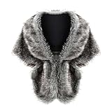JINTN Damen-Winterumhang aus Kunstfell, gestrickter Schal Wärmespeichernder Schal Modischer, warmer Cardigan aus Kunstfell Brautjacke mit Kragendetail Geeignet für Hochzeiten und Feierlichkeiten