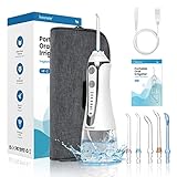 Femometer Munddusche Kabellos Elektrische Wasserflosser mit 5 Modi und 5 Düsen IPX7 Wasserdicht 300ML Wassertank Schwerkraft-Kugel-Design Oral Irrigator Water Flosser Zahnreiniger für Zuhause Reise