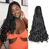 22 Inch French Curl Braiding Hair Loose Wave Pre Stretched Braiding Hair Synthetic French Curl Crochet Hair for Black Women (1B#, 22 Inch (Pack of 8))