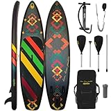 ALPIDEX Stand Up Paddle Set SUP 320 x 76 x 15 cm max. belastbar bis 200 kg Aufblasbar Stabil Leicht Komplett Set Tragetasche Paddel Finnen Luftpumpe Leash Repair Kit, Farbe:Black