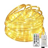 btfarm Lichterschlauch Aussen mit Fernbedienung, 10M 100 LED Schlauch Outdoor mit Timer Lichtschlauch Außen mit Stecker IP65 Wasserdicht, Lichterkette Außen Dimmbar für Garten Terrasse Zaun Hof Deko
