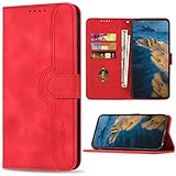 Bear Village Hülle für Huawei P8 Lite 2017, PU Leder Handyhülle Klappbar Handytasche, Schutzhülle mit Kartenfach für Huawei P8 Lite 2017, Rot