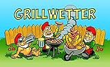 Fahne Flagge Grillwetter Gartenzwerge Grill Zwerg 90x150 cm Hissflagge Fahnen Grillen