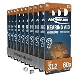 ANSMANN Hörgerätebatterien 312, 60 Stück, Batterien Typ 312 P312 ZL3 PR41, braun, Zink-Luft, Sparpack, Batterien für Hörgeräte & Hörhilfen, 1,45V, Hearing Aid Batteries 312, leicht greifbar