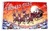 Fahne/Flagge Frohes Fest Weihnachtsmann Schlitten 90 x 150 cm
