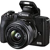 Canon EOS M50 Mark II Kamera + Objektiv EF-M 15-45mm F3.5-6.3 is STM (24,1 MP, 7,5 cm Touchscreen LCD, WLAN, HDMI, Bluetooth, Dual Pixel CMOS AF System, Augen AF, 4K Video, OLED EVF), schwarz