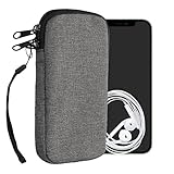 kwmobile Handytasche für Smartphones L - 6,5' - Stoff Handy Hülle Dunkelgrau - Handy Tasche mit Reißverschluss - 16,5 x 8,9 cm Innenmaße