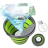 Tiptop Home Waschmaschine,Tragbare Faltbare 10 Liter Wäschewanne,24W Ultraschall Turbinenwaschmaschine mit USB Netzteil,Automatische für Camping,Heimreisen,Schlafsäle,Socken,Unterwäsche,Green-711