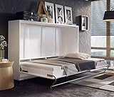 Wandbett, modern, weiß, matt, 120 cm x 200 cm, platzsparendes Murphy-Bett mit S-Verriegelungssystem, praktische Selbsthaltung