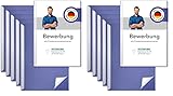 STRATAG Klemmschienen-Bewerbungsset Start Basic (Blau, 5 Stück) mit transparentem Deckel aus PP Kunststoff sowie Binderücken aus robustem 290 g/m² Karton Lederstruktur (5 Bewerbungsmappen Blau)