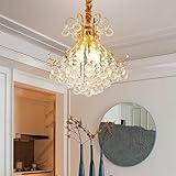 Goldkristall-Kronleuchter, 4-Licht-Pendelleuchte, kompatibel mit Mädchenzimmer, Schlafzimmer, Kinderzimmer, Schrank, Leuchten, Deckenleuchter, kompatibel mit Wohnzimmer, Esszimmer, Insellampe,