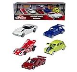Majorette 212052013 Vintage 5er-Geschenkset, Spielzeugautos mit Freilauf aus Metall, Vintage-Versionen von Ford, Porsche, Renault und VW, bewegliche Teile, 7,5 cm